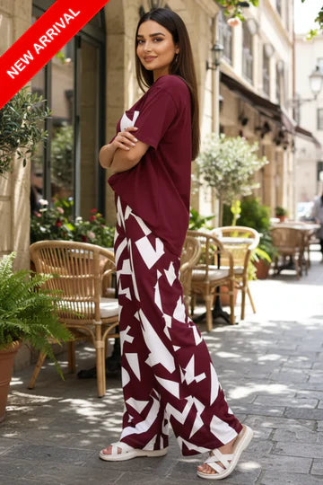 MAROON PRINTED COMFORTWEAR SUIT