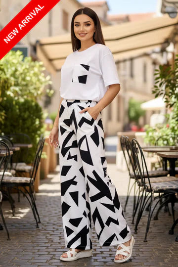 WHITE PRINTED COMFORTWEAR SUIT