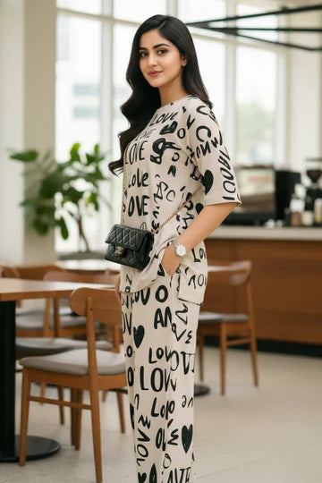 love print comfort wear suit