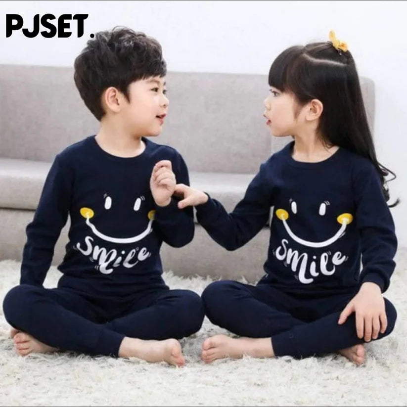 Kids Smile Print Winter Pajama Set
